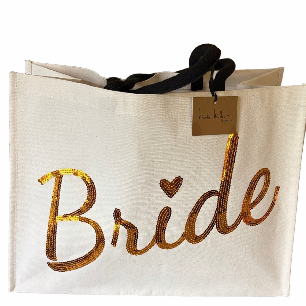New with tags canvass white tote bag for the Bride.